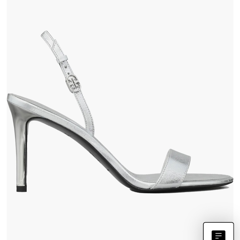 New Season Double T Buckle Slingback Women Sandal Silver Tory Burch Size 6.5